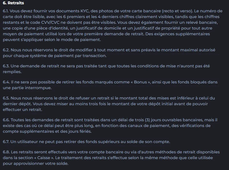 Conditions de retrait et vérification KYC sur CosmicSlotz Casino